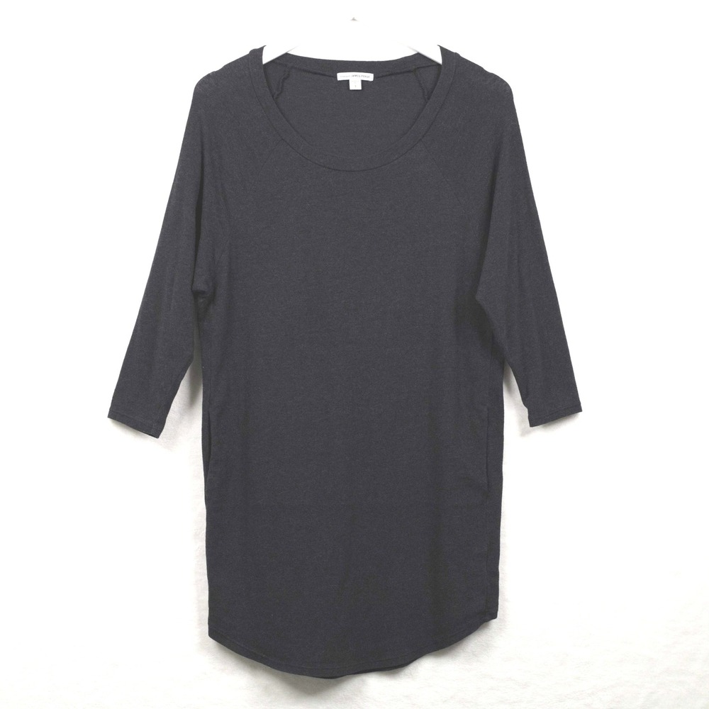 STANDARD JAMES PERSE 3/4 Sleeve Scoop Neck Tunic Top Minimalist Gray‎ Sz 1 Small